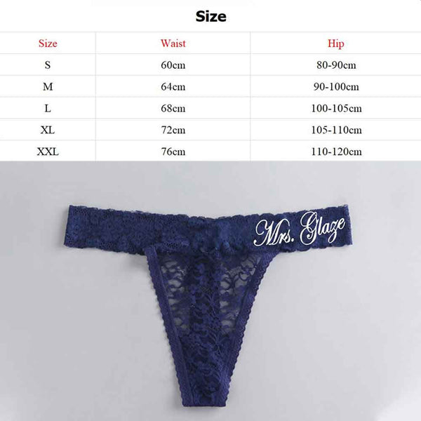 Personalized Name Mrs Wedding Bridal Lace Thong Underwear Women Sexy Panties Lace Lingerie