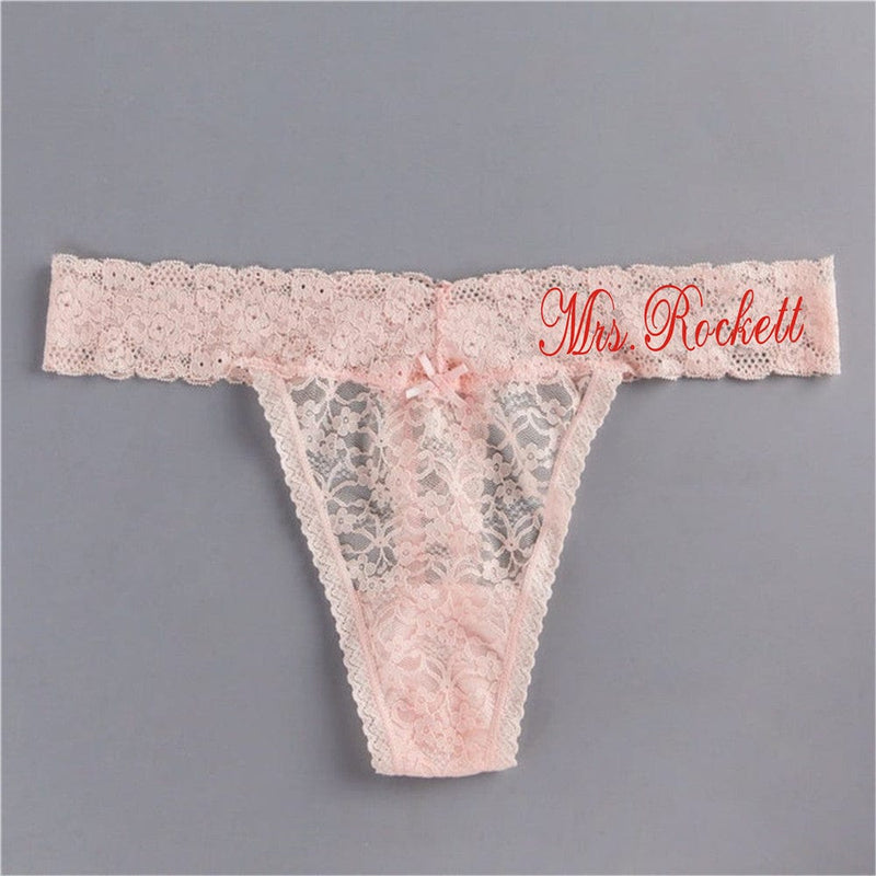 Personalized Name Mrs Wedding Bridal Lace Thong Underwear Women Sexy Panties Lace Lingerie