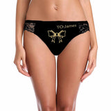 Personalized Name Underwear for Her Custom Golden Bow Sexy Thongs Women's Lace Panty