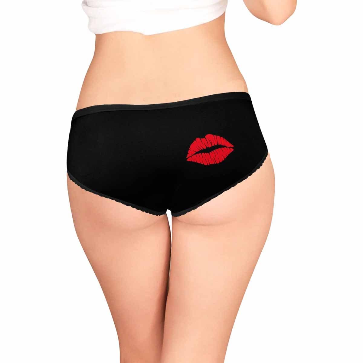 Personalized Photo&amp;Name Underwear Red Lips Custom Women&