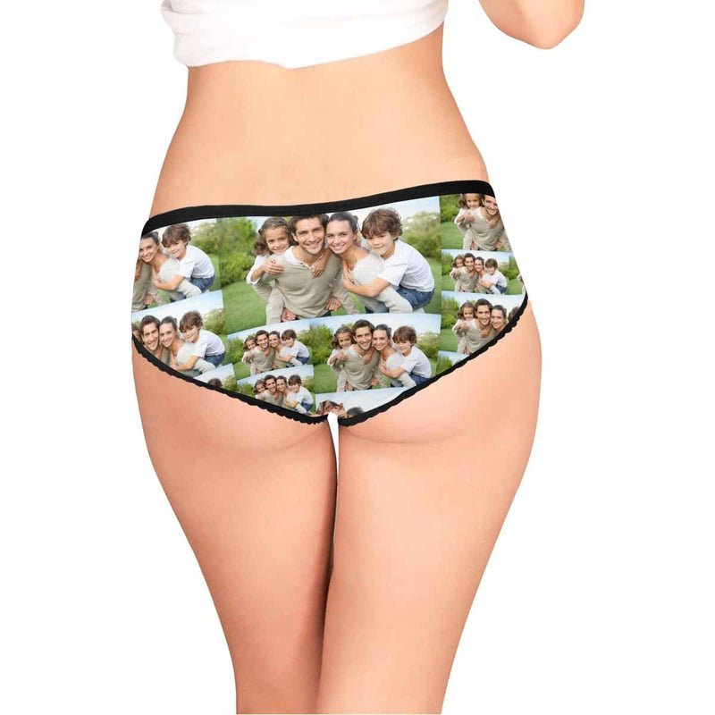 Personalized Photo Underwear Custom Splice Women's High-cut Briefs Anniversary Gift for Her