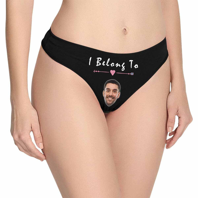 Personalized Underwear Custom Face Lingerie Love Belongs Women's Classic Thong for Her