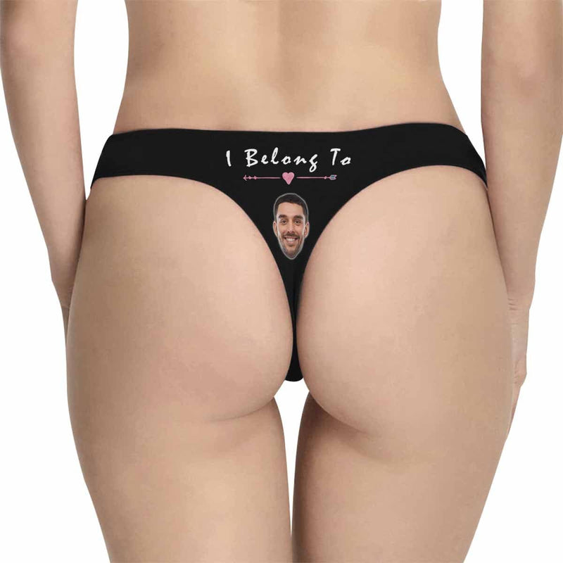 Personalized Underwear Custom Face Lingerie Love Belongs Women's Classic Thong for Her