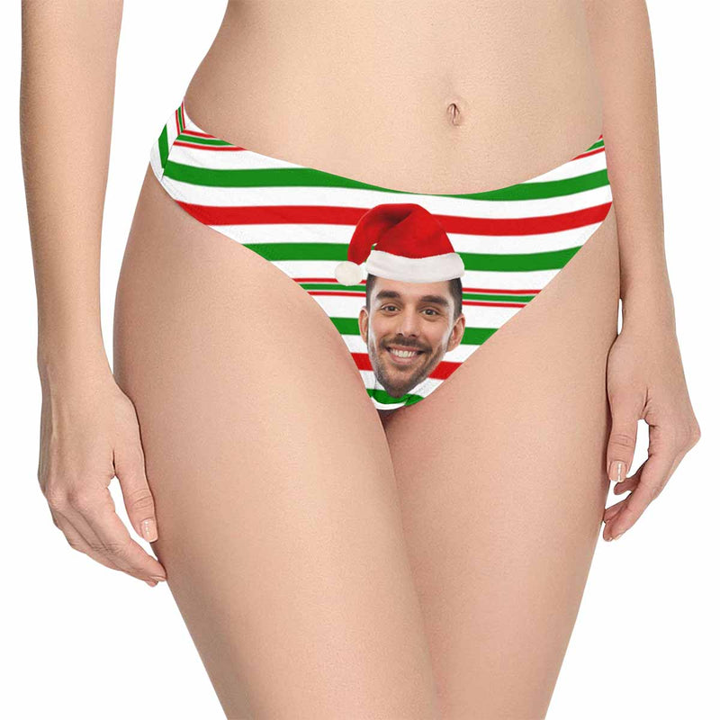 Personalized Underwear for Her Custom Face Christmas Lingerie Women's Classic Thong Funny Lovers Gift