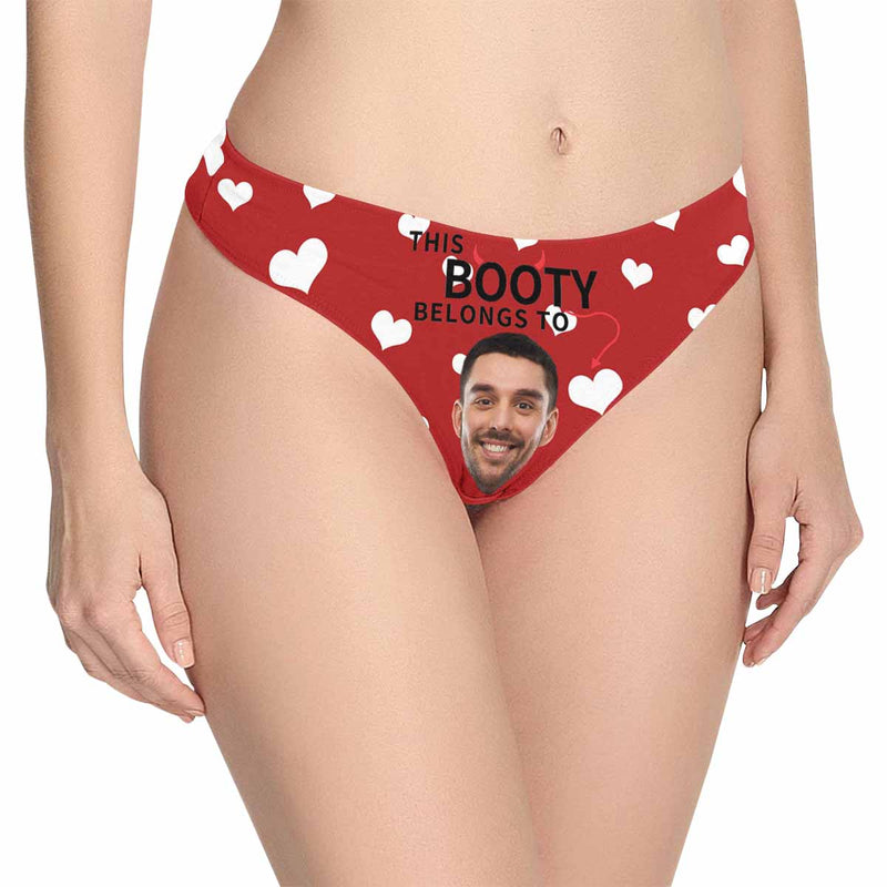 Personalized Underwear for Her Custom Face Love Booty Belongs Women's Classic Thong Valentine's Day Gift