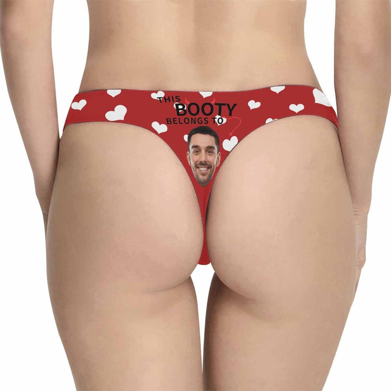 Personalized Underwear for Her Custom Face Love Booty Belongs Women's Classic Thong Valentine's Day Gift