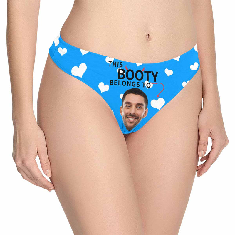 Personalized Underwear for Her Custom Face Love Booty Belongs Women's Classic Thong Valentine's Day Gift