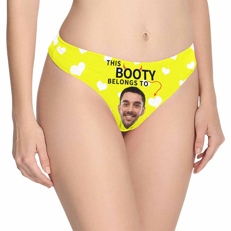 Personalized Underwear for Her Custom Face Love Booty Belongs Women's Classic Thong Valentine's Day Gift