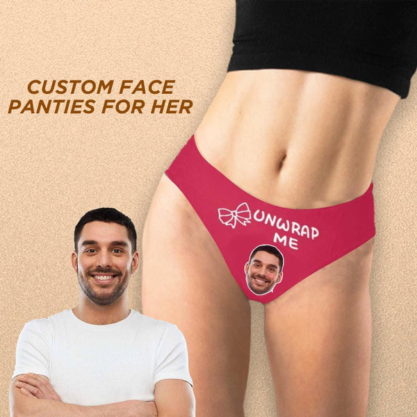 Custom Face Underwear Pink Bow Women Thongs