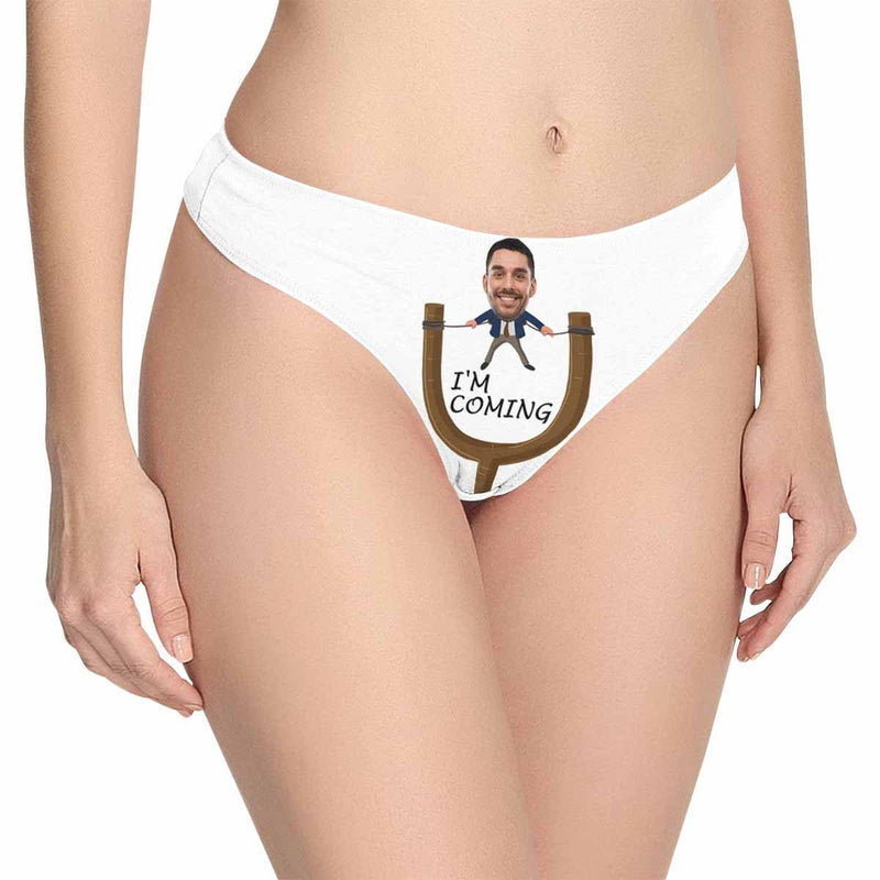 Personalized Underwear for Her Custom Face Slingshot Women's Classic Thong Funny Lovers Lingerie Gift