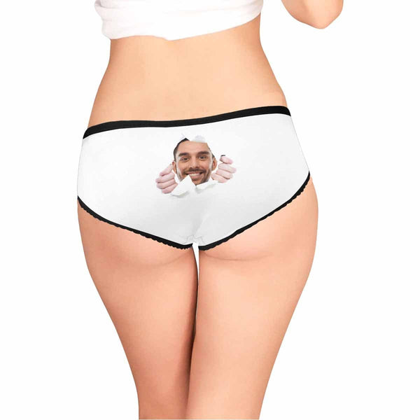 Personalized Underwear for Her Custom Face Tear Women's High-cut Briefs Funny Lovers Gift