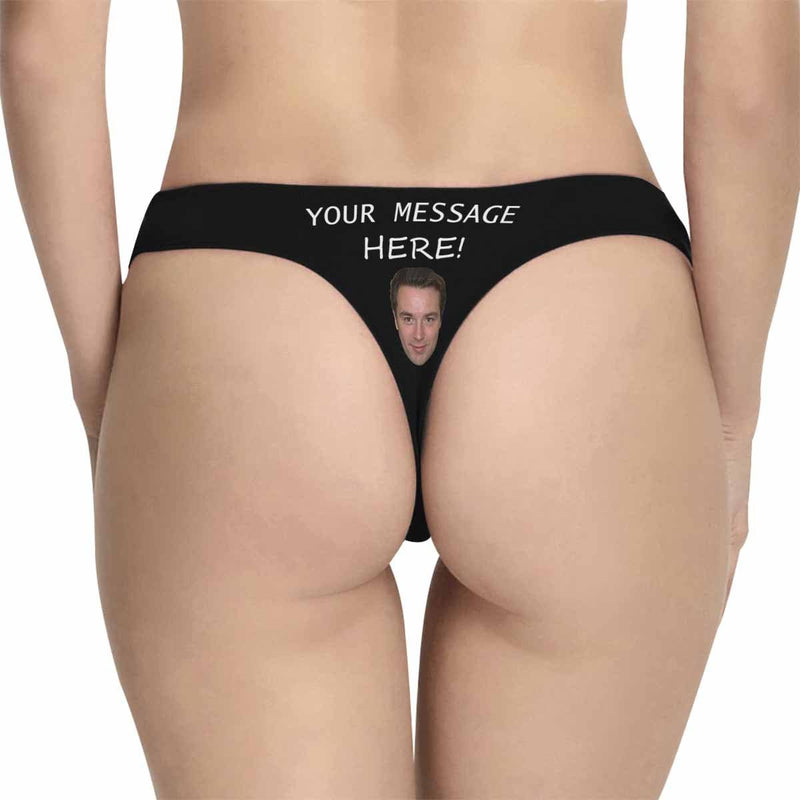 Personalized Underwear for Her Custom Face&Text Women's Lingerie Classic Thongs Funny Valentine's Day Gift