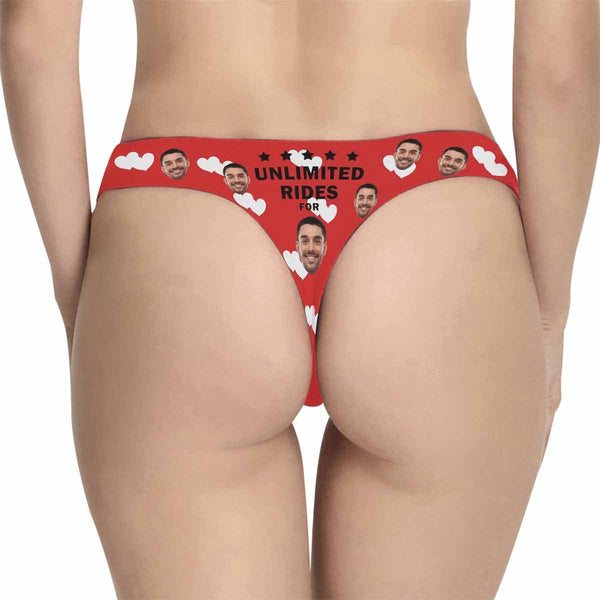 Personalized Underwear for Her Custom Face Unlimited Rides On Me Women's Classic Thongs