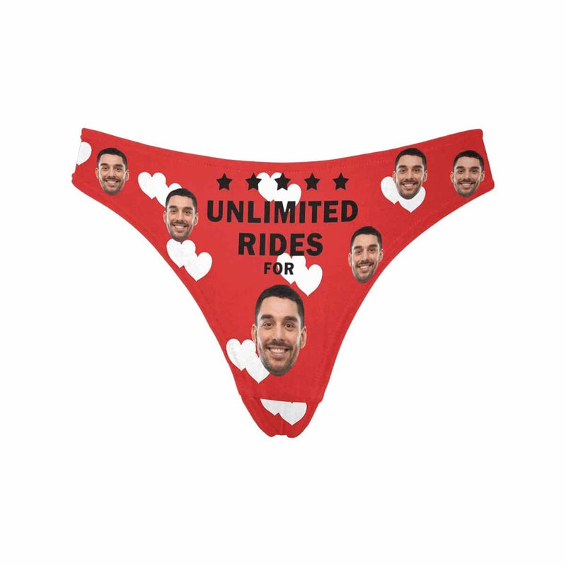 Personalized Underwear for Her Custom Face Unlimited Rides On Me Women's Classic Thongs