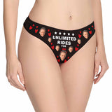 Personalized Underwear for Her Custom Face Unlimited Rides On Me Women's Lingerie Classic Thong