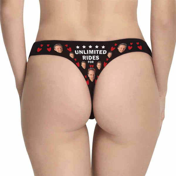 Personalized Underwear for Her Custom Face Unlimited Rides On Me Women's Lingerie Classic Thong