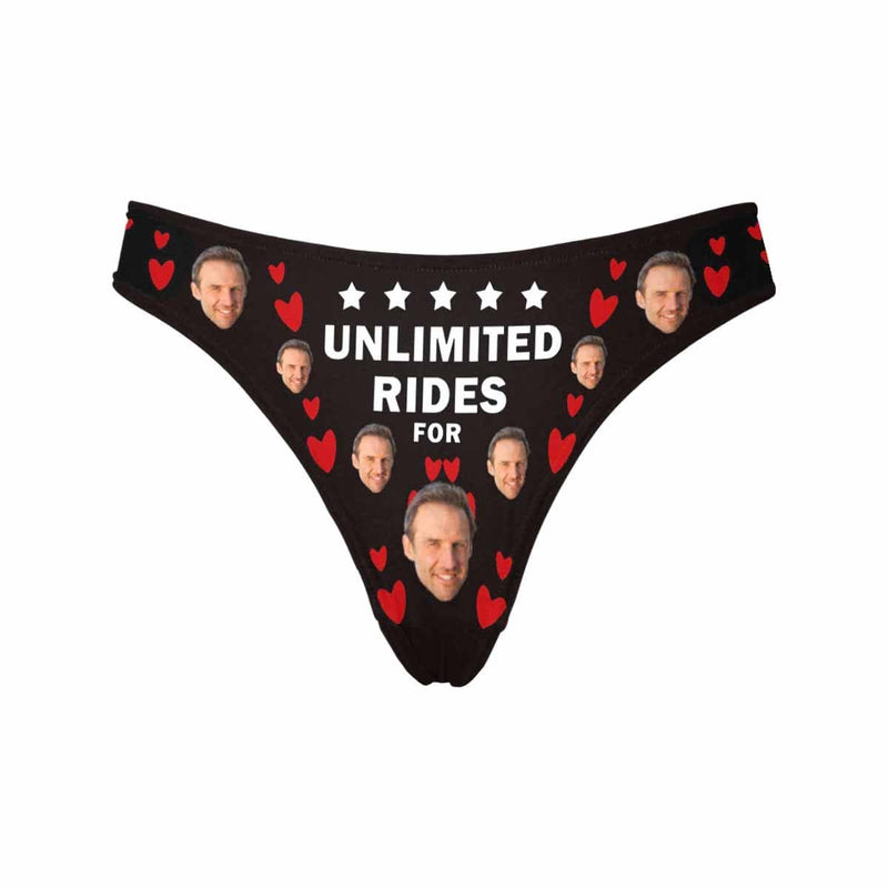 Personalized Underwear for Her Custom Face Unlimited Rides On Me Women's Lingerie Classic Thong