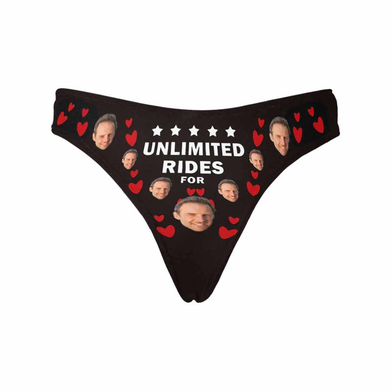 Personalized Underwear for Her Custom Face Unlimited Rides On Me Women's Lingerie Classic Thong