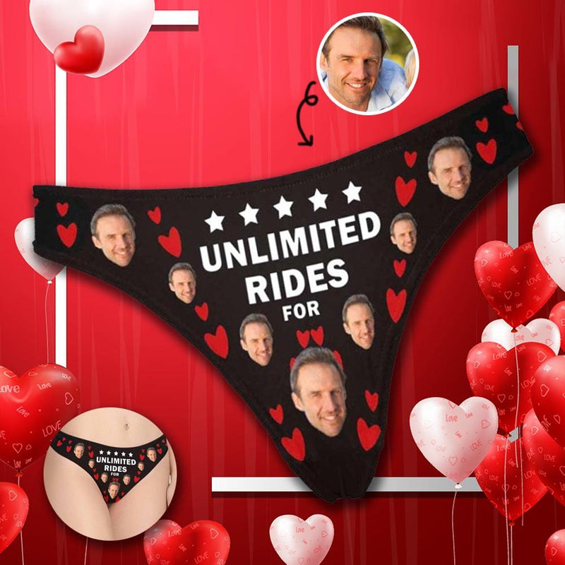 Personalized Underwear for Her Custom Face Unlimited Rides On Me Women's Lingerie Classic Thong