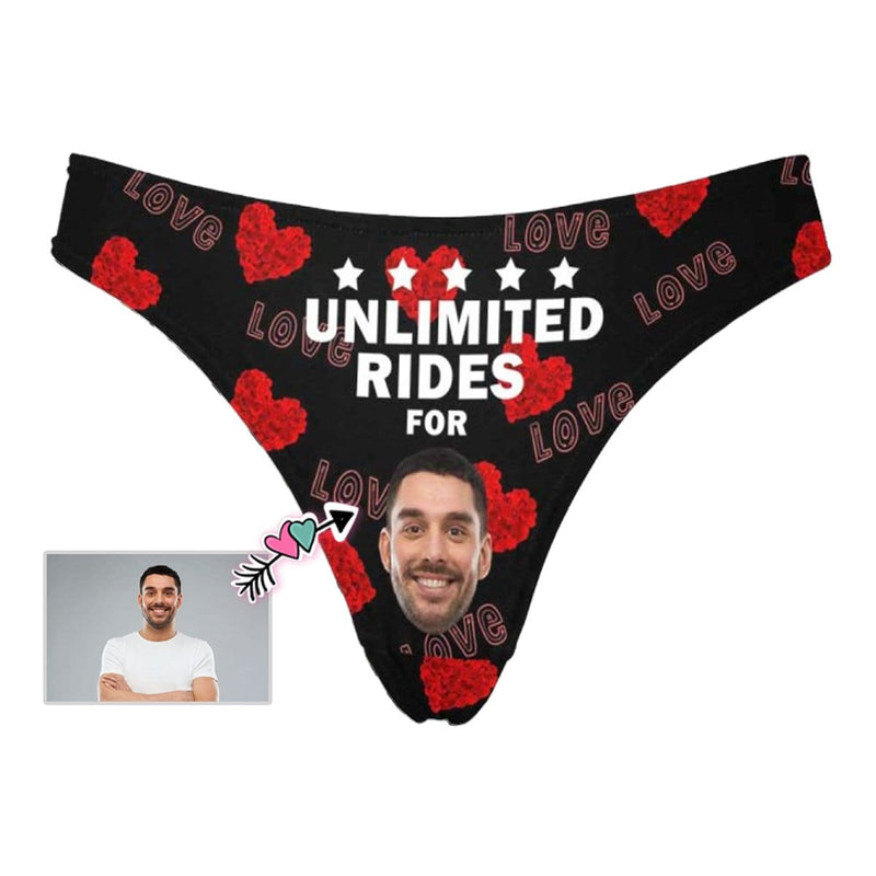 Personalized Face Women's Underwear Unlimited Rides Thongs