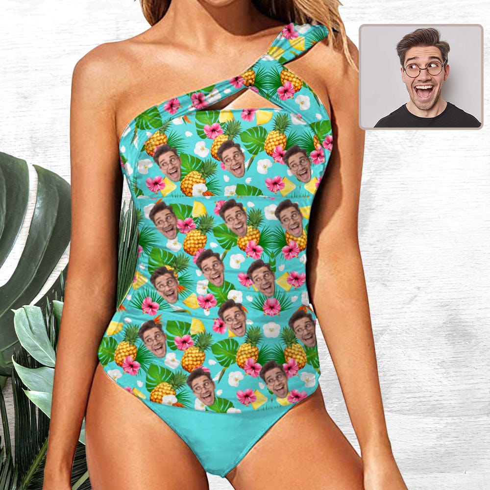 Dstorygifts Swimsuit_3P XS Custom Face Pineapple Green Swimsuit With Face Personalized Face Women&